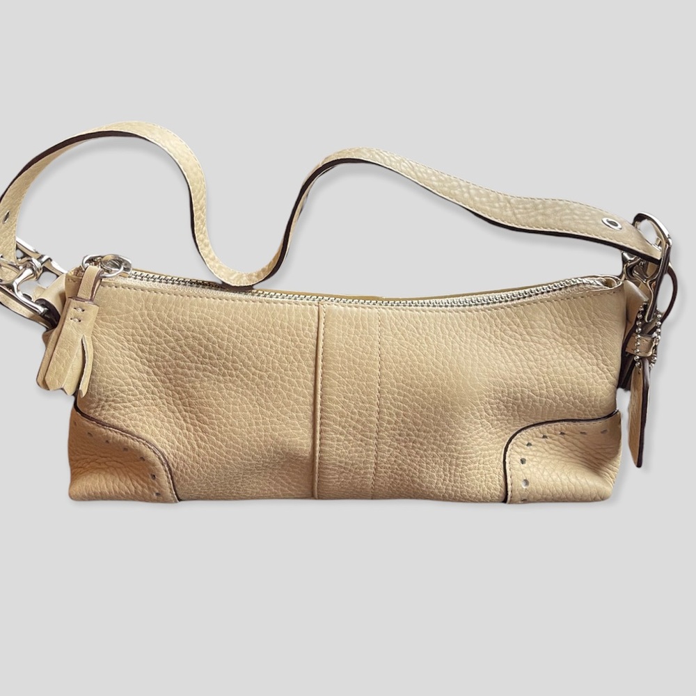 Authenticated Coach Beige/Pebble Leather/Smooth Leather Satchel - Women | Beige